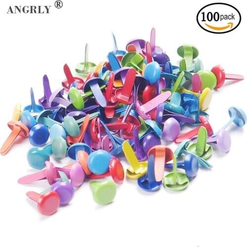 100Pcs Mixed Color Metal Round Brads Scrapbook Nail Brads Wedding Decoration Embellishment Fastener DIY Crafts Brads Metal Craft