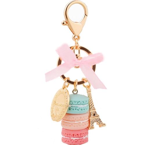 EASYA France Paris Cute Macaroon Effiel Tower Macarons Keychain Colorful Keyring Bag Pendant Car Charm Key Holder