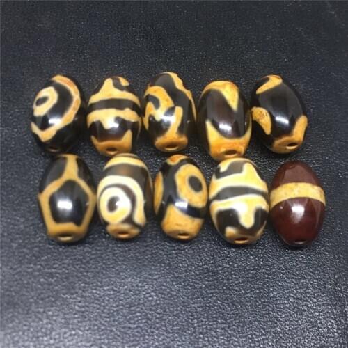 10pcs/set AAA Dzi Loose Beads 8x12mm 10 Patterns Dzi wholesale Tibetan Heaven beads For Jewelry Making and Collection