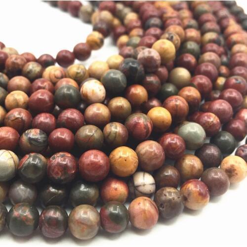 Natural Stone Beads Colorful Picasso Jaspers Round 4 6 8 10 12mm Loose Beads for Jewelry Making 15inch Pick Size Findings A255