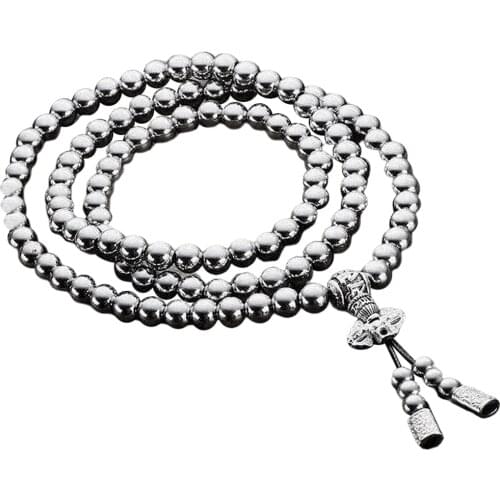 Full Steel 118 Buddha Beads Necklace Chain Car Pendant Accessories