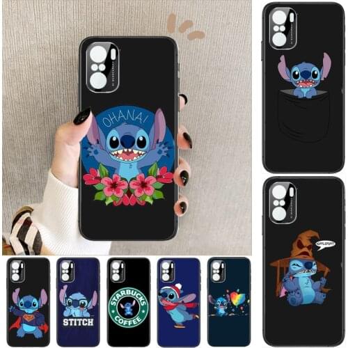 Stitch Phone Case For xiaomi redmi POCO F1 F2 F3 X3 Pro M3 9C 10T Lite NFC Anime Black Cover Silicone Back Prett mi 10 ultra cov
