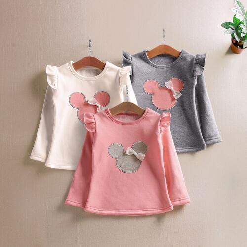 Childrens T-shirt Clothes Spring/autumn Girls Cartoon Long-sleeved Tops T-shirt Kids Baby Round Neck Bottoming Shirt Fashion