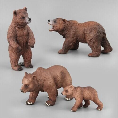 New PVC Animals World Alaska Grizzly Brown Polar Bear Bears Static Model Plastic Action Figures Educational Toys Gift for Kids