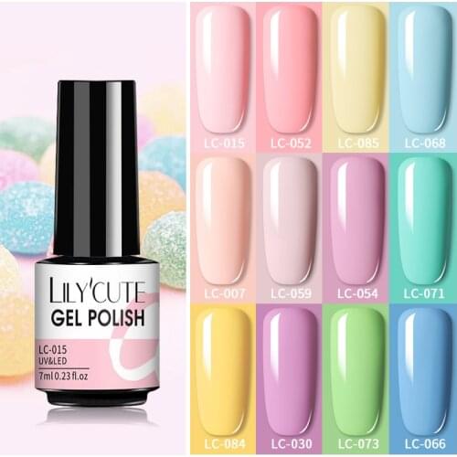 LILYCUTE 7ml Nail Gel Polish Bright Color Semi Permanent Soak Off UV LED Gels Nail Art Base Top Coat Varnishes Nail Gel Termo