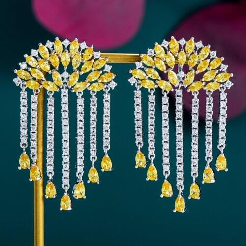 JIMBORA Brand High Quality Trendy Female Waterdrop Tassel Drop Dangle Long Earrings For Women Girl Party Wedding Bridal Jewelry
