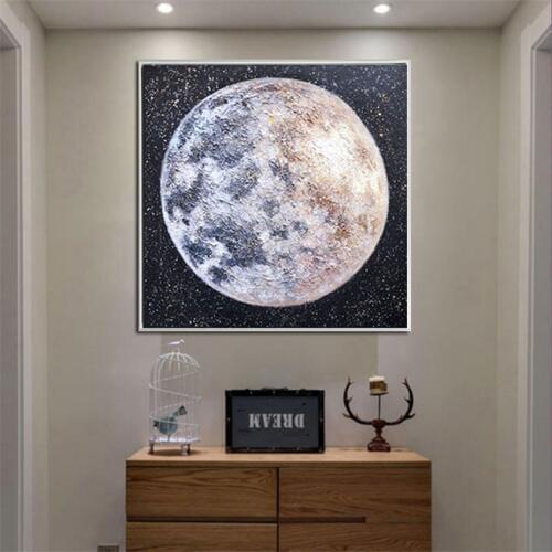 Handpainted Space planet paintings modern abstract Oil Painting the Earth from Moon Canvas Art Wall Picture For LivingRoom decor