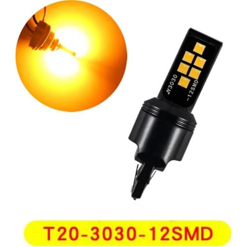 2Pcs Yellow Super Bright T20 7440 7443 3030 12SMD LED Bulbs Car Turn Signal Lights Auto Brake Lamp Taillights12V