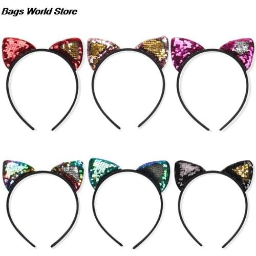 Cat Ear Cosplay Kids Hair Headband Fashion Sequins Cat Ear Hairband