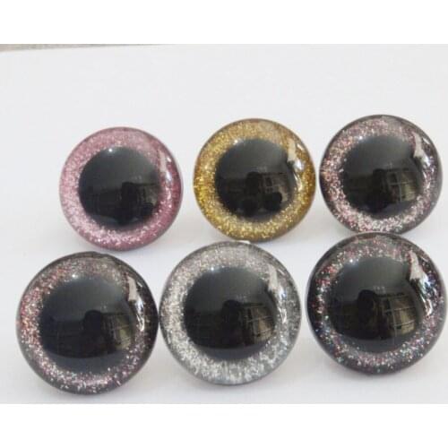 12PCS/LOT 26MM-40MM round clear safety toy eyes +glitter fabric+hard washer for diy doll findings-size&color option--N6