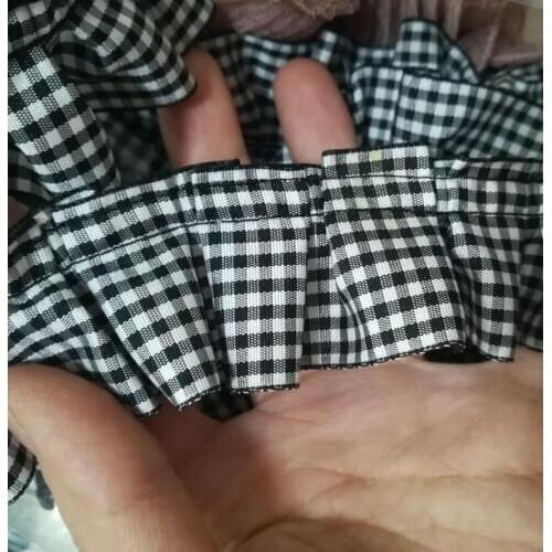 1M Pleated Black White Lace Fabric 4cm Plaid Lace Trim Guipure Craft Supplies Laces DIY Sewing Trimmings And Embellishments LX21