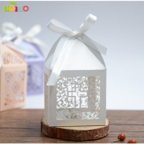 Best sell laser cut cross design baby baptism favor candy sweet box sample