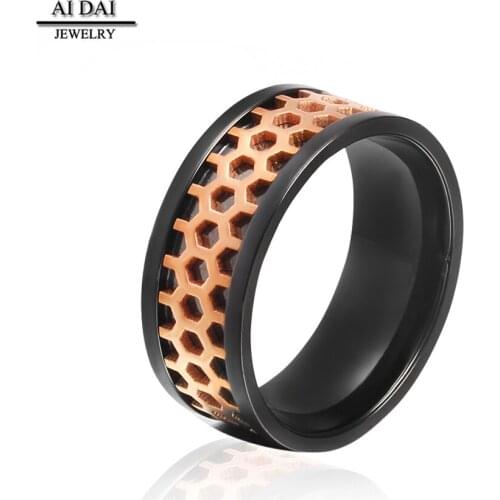 Trendy male hip-hop style wide hollow pentagonal fashion mens ring
