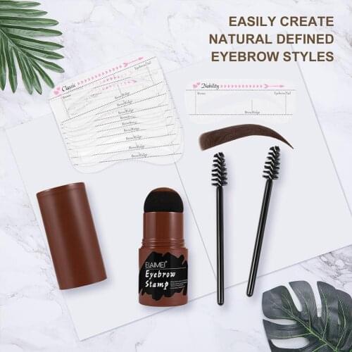 Eyebrow Powder Shaping Kit Professional Eye Brow Gel Stamp Makeup Kit With Reusable Eyebrow Stencils Eyebrow Brushes Face Makeup