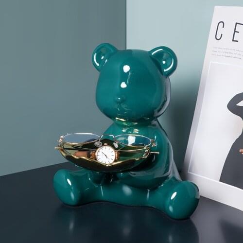 Nordic Luxury Ceramic Bear Key Jewelry Storage Ornaments Living Room Porch Home Decoration Accessories Girls Birthday Gift