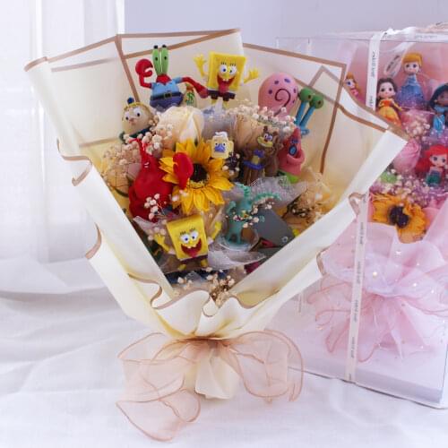 Lovely Plastic Anime Action Figure Toys Cartoon Bouquet Gift Box Creative Valentines Day Christmas Gifts