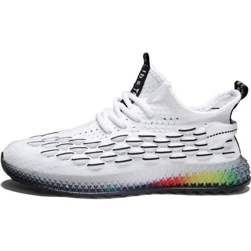 New Color Mens Sneakers Outdoor Sport Shoes Rainbow Mesh Shoes Breathable Running Shoes For Men Walking Jogging Training Shoes