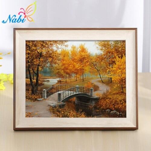Nabi New Full Diy Diamond Painting kit 5D cross stitch Square Diamond embroidery Autumn Scenic Brudge Diamond Mosaic Crafts