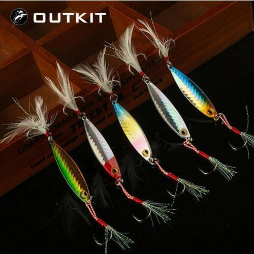 OUTKIT 7g10g15g20g30g Fishing Spoon Spinnerbait Metal Casting Jigging Lure With Two Hooks Fishing Tackle Lead pesca Wobbler