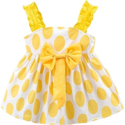 Baby Girls Dress Summer Kids Clothes Strap Dot Pattern Cotton Sleeveless Bow Sundress Children Sweet Fashion Princess Dresses