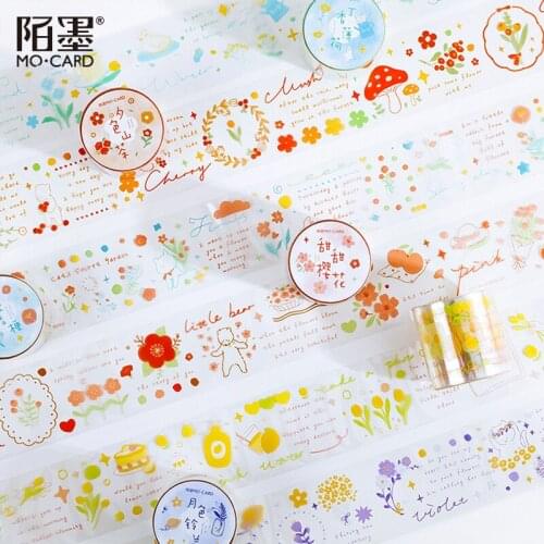 PET Transparent Washi Tape Flower Plants Fresh Masking Scrapbooking DIY material stickers Paper Craft Supplies Stationery