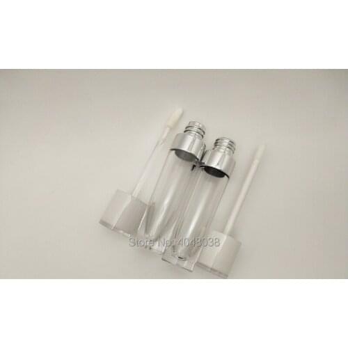 Empty 6.5ml Lipgloss Tube/Bottles Round White Makeup Containers Custom logo Lip Glaze Lip Gloss Tubes With Clear Wand 100pcs