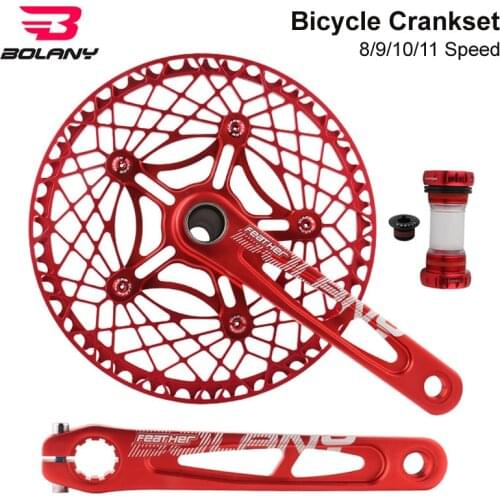 BOLANY Folding Bicycle Crankset Chainring 170mm Crank arm 130BCD Ceramic Bearing Axis Base Bracket Aluminum Alloy Bike parts