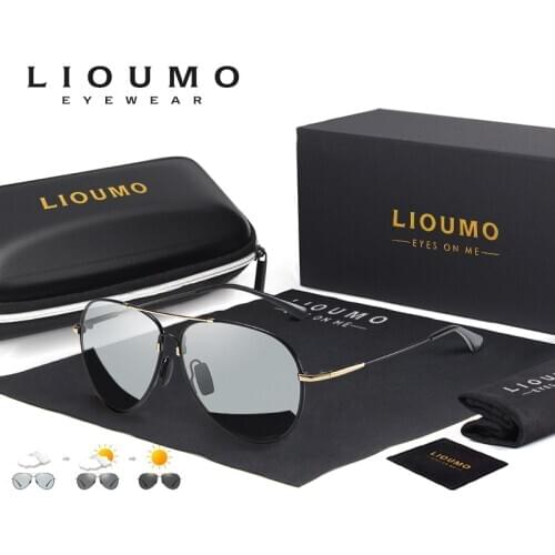 LIOUMO Design Pilot Sunglasses For Men Polarized Photochromic Glasses Women Fashion Goggles Chameleon Lens gafas de sol hombre