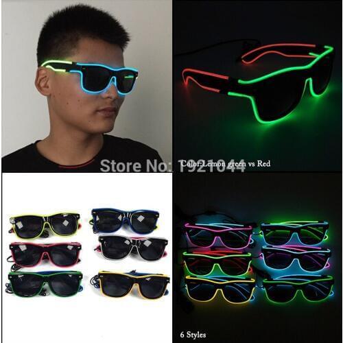 EL Wire Sunglasses with dark lens DC-3V Inverter LED Rave Christmas Dance Glasses party decoration wedding