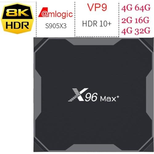 X96 MAX Plus 10pcs Amlogic S905X3 Android 9.0 8k TV Box 2g 16g/4g 32g/64g Quad Core 2.4G/5Ghz Dual WiFi BT4.0
