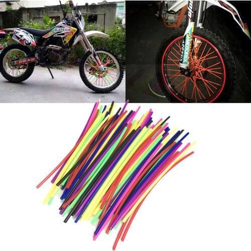 JEAZEA 72pcs Universal Motorcycle Wheel Rim Wrap Cover Spoke Skin Tubes Sticker For Bike Harley Honda ATV Dirt Bike Yamaha