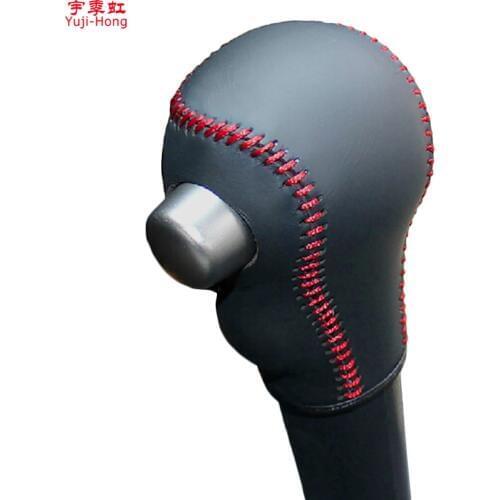 Yuji-Hong Car Gear Covers Case for Nissan March Sunny Automatic Shift Collars Genuine Leather Hand-stitched Cover