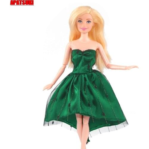 Green Fashion Doll Dress For Barbie Doll Clothes Evening Dresses Clothes For Barbie Dolls Outfits Accessories 1/6 Kids Toys