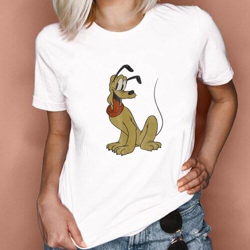 Women Summer Short Sleeve Disney Classic Pluto Graphic T-Shirt Funny Plus Size Fashion Casual Tops Harajuku Streetwear