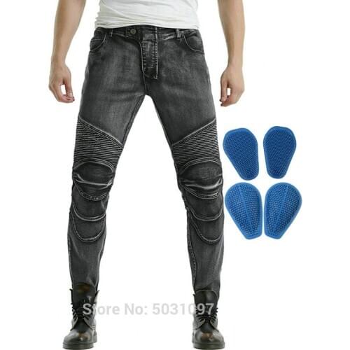 Free shipping Hot sales Loonge Biker motorcycle riding pants loose straight protective jeans moto cycling trousers washed silver