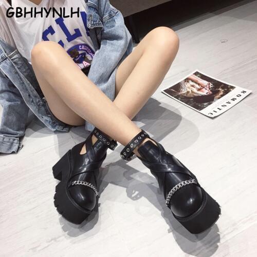 GBHHYNLH cowboy boots for womens boots heels fall Boots Thick High Heels fall shoes Punk Boots for Women goth boots LJA859
