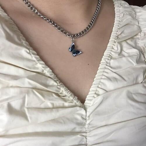 Punk Style Butterfly Choker Clavicle Necklace Jewelry Women Collares Gothic Hip Hop Link Chain Necklace Collares Mujer Jewlery