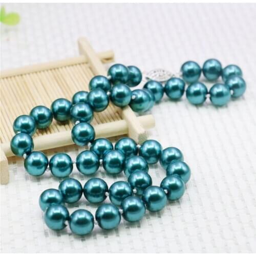 10mm Round Black Green Pearl Shell Necklace Women Girls Hand Made Jewelry Making Design Fashion Accessory Gifts For Mother