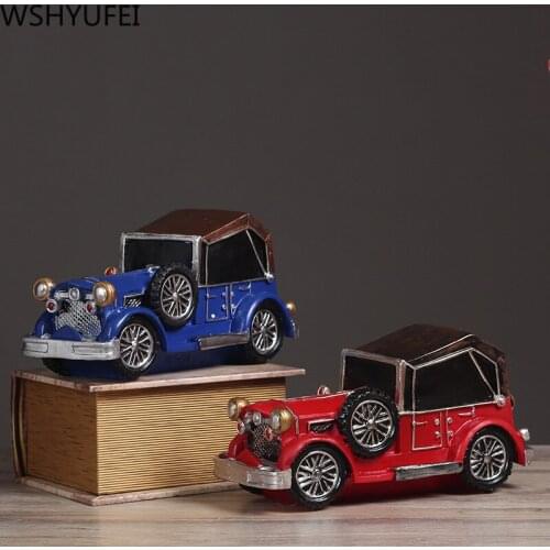 1pc Retro Car Model Resin Crafts Living Room Entrance Decorations Home Decor Birthday Present Housewarming Gifts Desk Ornament