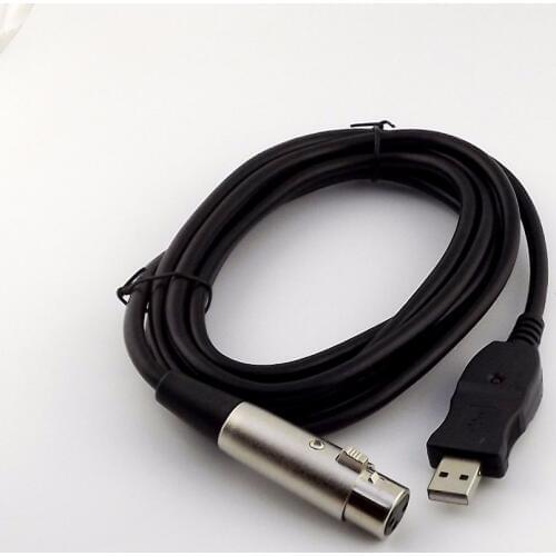 1pcs XLR 3 Pin Female to USB 2.0 Male Microphone Link Adapter Converter Cable Wire 3m