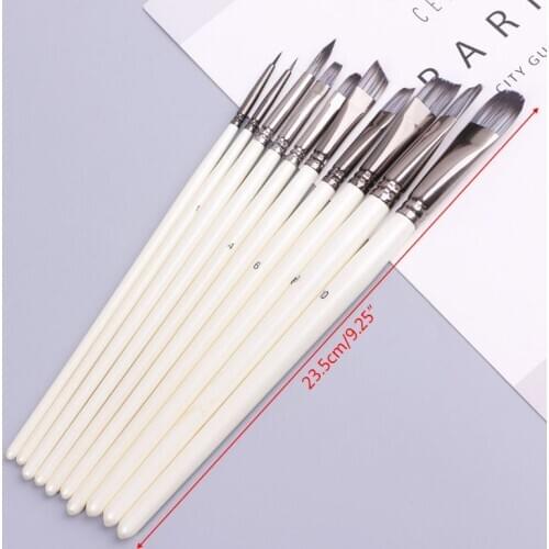 10pcs/set Wooden Handle Nylon Hair Paint Brushes Professional Oil Watercolor Art