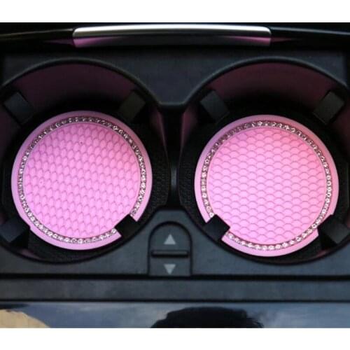 2pc Water Coaster Creative Cute Storage Mat Car Anti-slip Mat Interior Accessories Anti-Slip Mat Car Universal Diamond Honeycomb