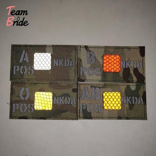 3D Blood Type Patch IR infrared laser cutting reflector Patch A+ B+ AB+ O+ Positive POS Badge Tactical Military Hook Patch