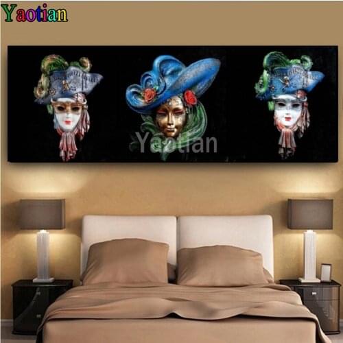 5D DIY Woman Mask square Diamond Painting round drill Rhinestone Mosaic Decoration Wall Stickers diamond mosaic Carnival gift