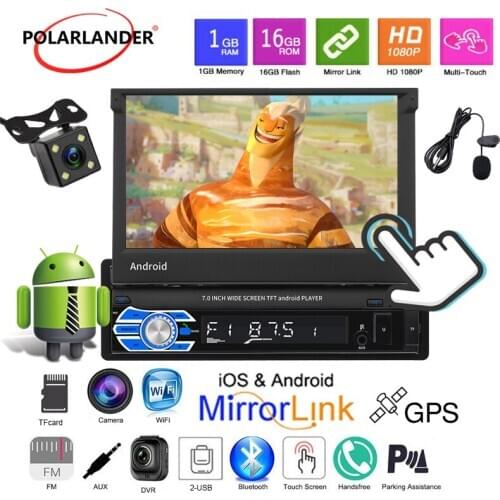 9706 1din Car Radio Touch Foldable Reversing Image Capacitive Telescopic Screen 7inch Bluetooth MP5 Player Android 8.0 System