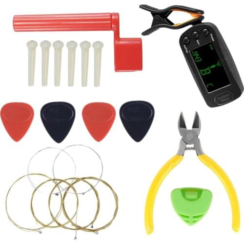 Acoustic Guitar Tool Kit W/ Strings Tuner Cutter Winder Picks Beginners Gift