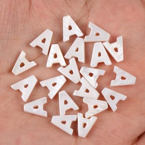 5pcs 8*10mm A Letter Shell Charm Beads Natural White Mother Of Pearl Alphabet Shell Beads for Jewelry Making Bracelet Necklace