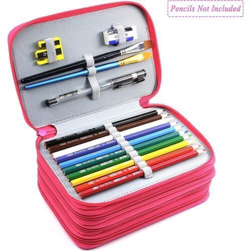 72 Holders 4 Layer Oxford Colored Pencil Bags Large Capacity Portable Watercolor Wrap Pencil Case Supplies Art Students