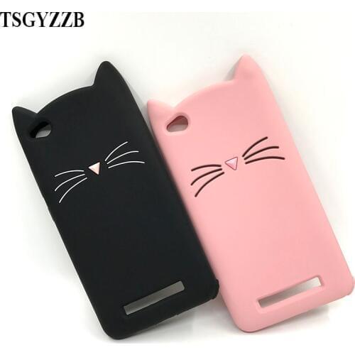 For Xiaomi Mi A2 Lite Redmi 4A 5A Note 4 4X Cover Case Cute 3D Black Pink Beard Cat Ears Cartoon Capa Soft Silicone Phone Cases