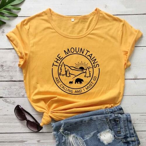 The Mountains Are Calling graphic t shirt unisex cotton grunge tumblr hipster vintage slogan quote vintage tees street tops R186